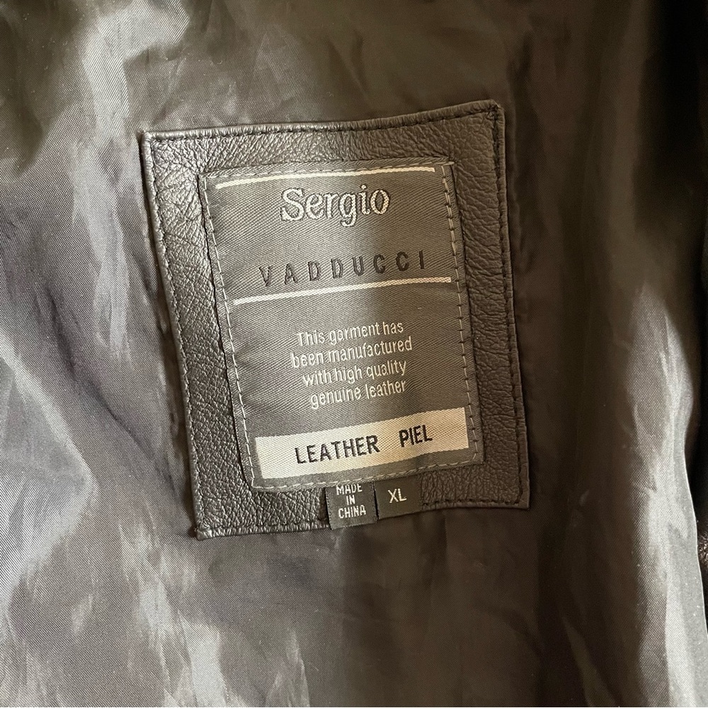 Vintage Sergio Vadducci leather trench coat jacket black, XL - Picture 13 of 13